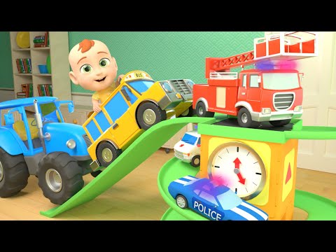 Hickory Dickory Dock Firetruck, Garbage Truck, School Bus Song | Newborn Baby Songs & Nursery Rhymes