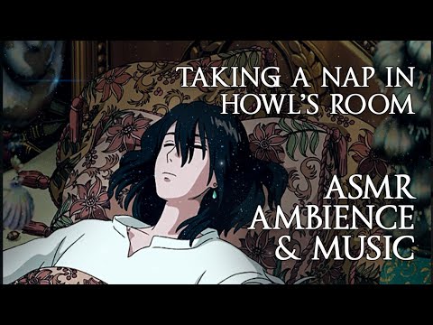 taking a nap in howl's room while it's raining | asmr ambience