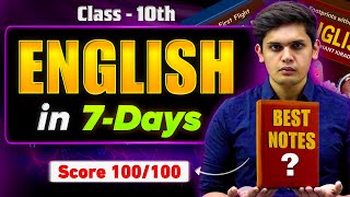 How to Cover English Syllabus in 7 Days🔥| Best Notes | Class 10th| Prashant Kirad