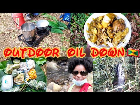 Cooking Grenada's national dish Oil Down in Nature!!!! How to get to Adelphi waterfall Grenada 🇬🇩🇬🇩