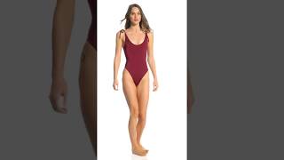 Indah Believe Solid Scoop Neck One Piece Swimsuit | SwimOutlet.com