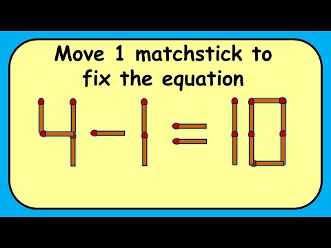 4-1=10 turn this wrong equation into correct | Match stick puzzle #377 | Puzzles with Answer