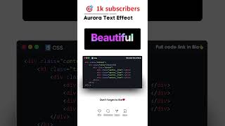 Aurora Text Effect #css #coding #Text #Website #shorts #worldofdevelopers #TextEffect #GraphicDesign