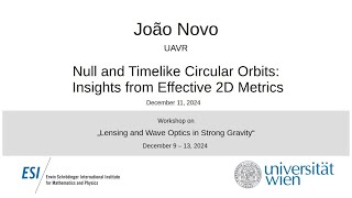 João Novo - Null and Timelike Circular Orbits: Insights from Effective 2D Metrics