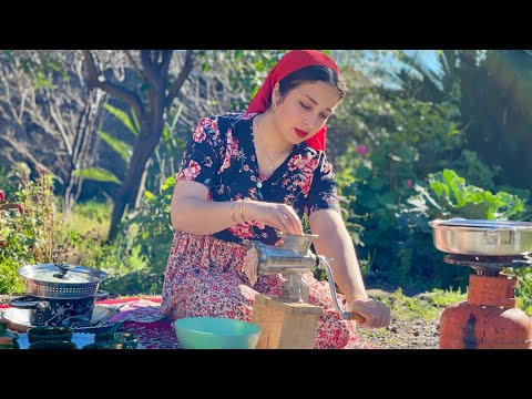 Cooking Chicken Kebab with Rice and Saffron Flavor in Iranian Village Style | Rural Recipes Vlog