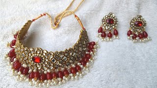 kundan necklace making at home/kundan neck design/@nfscrafts