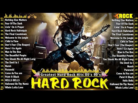 Best Hard Rock Songs 80s 90s 🎸 Metallica, Nirvana, Bon Jovi, ACDC, Guns N' Roses, Evanescence