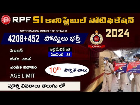 RPF Notification 2024 in telugu | RPF SI constables jobs | RRB JOBS new vacancy