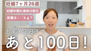 【妊娠７ヶ月】妊娠中期の身体の変化や体重の変化について🌱出産予定日まであと100日！＜30代主婦/妊娠７ヶ月/妊娠26週/不妊治療から妊娠＞