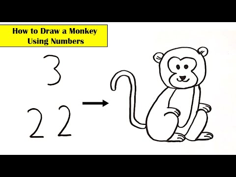 How to Draw a Monkey using numbers 2,3  l l Simple Drawing l l Step by Step easy drawing