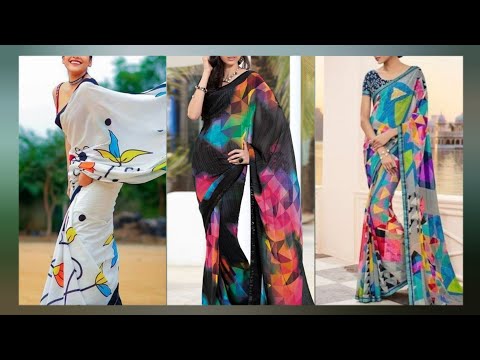 New latest saree designs 2023 party wear chiffon saree saree designs|| indian unique saree designs