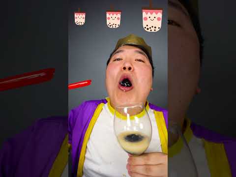 SMALL MEDIUM BIG Emoji FOOD CHALLENGE | Bubble Tea Popping Boba mukbang asmr #shorts