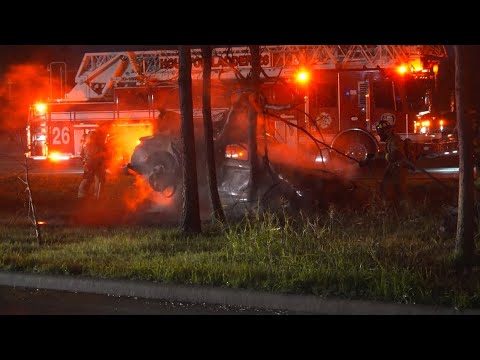 1 hurt in fiery car crash near South Loop East