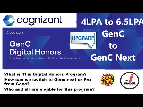 Cognizant GenC Digital Honors Program| 4 lpa to 6.75 lpa or 5.4 lpa💰 |Genc to Genc next Promotion |