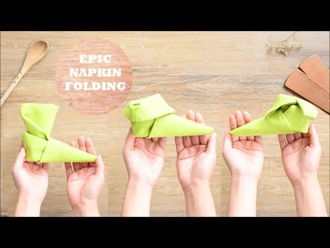 How to Fold an Elf Shoe, a Boot, or a Slipper - Napkin Folding Tutorial - Episode 5