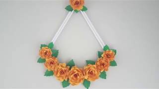 Easy Paper Rose Flower Wall Hanging | Room Decoration with Paper Flowers