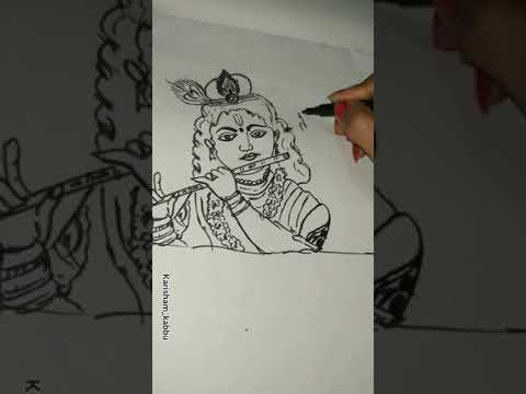 Teri Cute shi smile | Krishna sketch  Easy Drawing for kids | Love Krishna |  easy painting #sketch