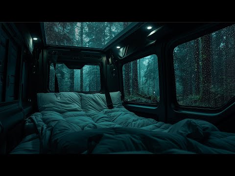 10 Hours⚡️Relaxing Rain on Camping Van in Forest | Soothing ASMR to Sleep Instantly and Heal Ur Mind