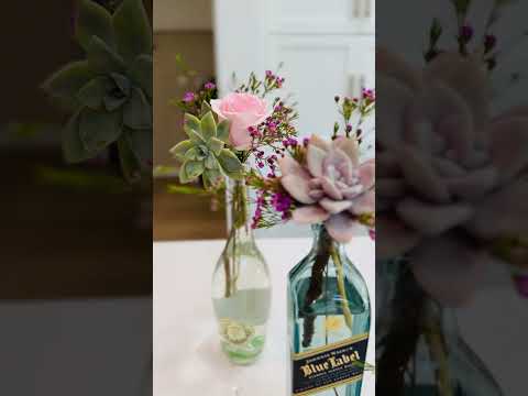 🌸Repurposed Pretty Alcohol Bottle Vases: Shirley Bovshow #cutflowers