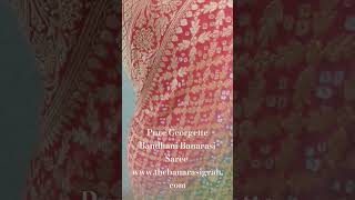 Dual Shade Pure Georgette Bandhani Banarasi Saree .          #purebanarasi #puresilk #bandhanisilk