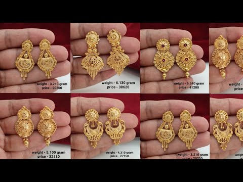 22ct hallmark gold long earrings designs with weight & price || latest gold earrings designs 2023 ||