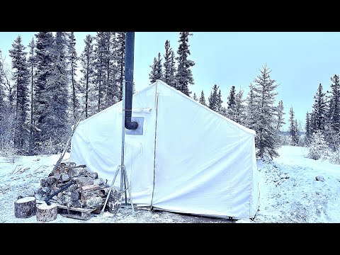 WINTER CAMPING | Cozy Canvas Tent with Wood Stove |