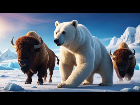 Majestic Arctic Fusion: White Bear and Bison Unite!