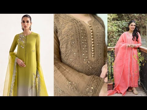 neckline designs with small buttons|| ayeza Khan famous neckline designing in #janejahan |