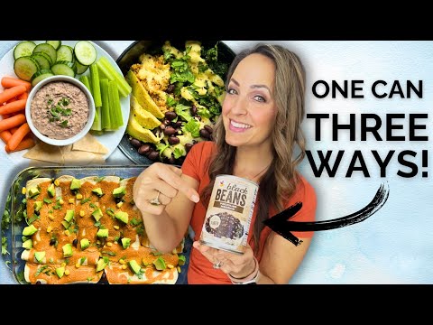 3 EASY vegan recipes made with a can of black beans!