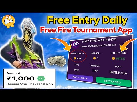 Daily Free Entry Free Fire Tournament App | Best app for playing tournament | Ff Tournament Gameplay