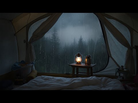 Tent Rainstorm for sleeping - Heavy Drops for Relaxation and Sleep in the Woods