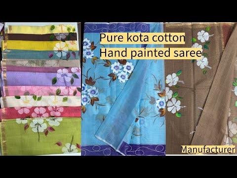 Kota cotton saree / hand painted saree / latest design #kotasaree #manufacturer