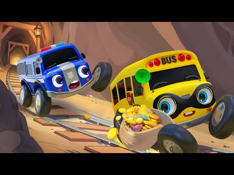 Bus and Police Chase Adventure | Learn Animal Names | Educational Cartoons for Kids & Nursery Rhymes