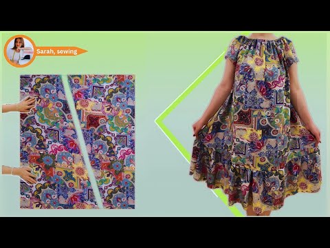 VERY EASY Cut in 5 Minutes, Sew and QUICK dress that fits all sizes,S,X,XL,XXL