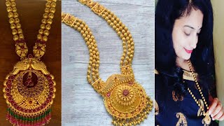 ಬರಿ 6 ಗ್ರಾಮ್ ಇಂದ 🪙ಚಿನ್ನದ ಗುಂಡಿನ ಲಾಂಗ್ ಹಾರಗಳು/Gold long hara designs with weight