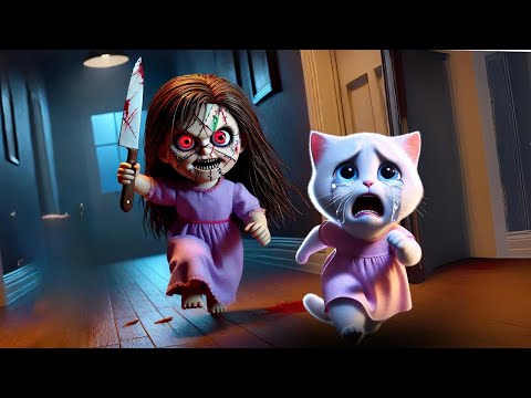 Kittens chased by Doll Ghost👻 and the Ending?😺 #cat #ai #catlover #catvideos #cutecat #aicat