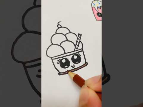 Let’s draw a cute Kawaii ice cream bowl. 🍨🍦❄️😊 #drawing #coloring #shorts