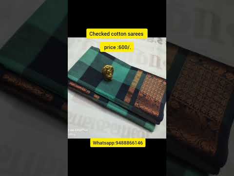 80'count Chettinad checked  cotton sarees for order whatsapp:9488866146