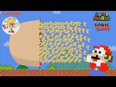 1 Million Super Sonic at Once in Super Mario Bros 🍄🌀💨 (Mario rescues Sonic)