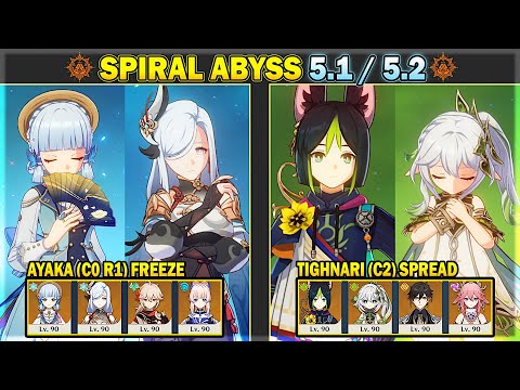 C0 Ayaka Freeze & C2 Tighnari Spread | Spiral Abyss 5.1 / 5.2 Floor 12 | Genshin Impact