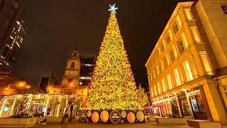 London Christmas Tour 2024 ✨ London’s Tallest Christmas Tree, City of London Walk Tour 🎄 4K HDR