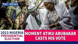 #Decision2023: Moment Atiku Abubakar Casts His Vote