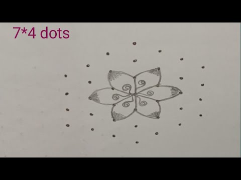 7*4 🌺 dots rangoli design 🌺#dailyrangoli #easyrangoli