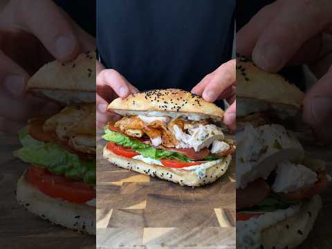 Roast Chicken with crispy prosciutto and herby mayo 👀 #cooking #sandwich #asmr