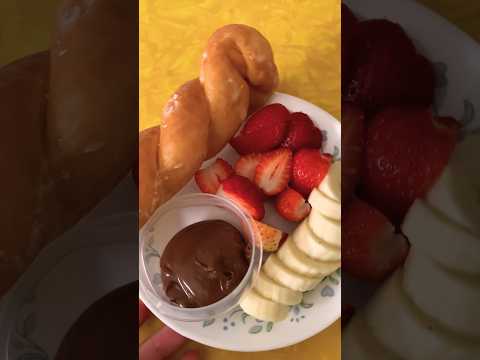 Yummy breakfast. Would you eat? 🍩🍌🍓🥛#shorts #asmr #foodie