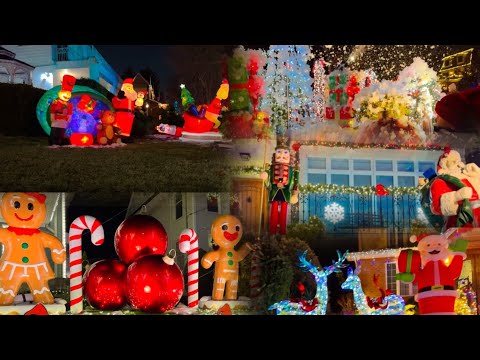 Christmas Wonderful Night Lights & Decors In America | Dyker Heights Brooklyn