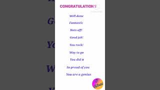 Other ways to say congratulations #sworld #educationalshorts #congratulations