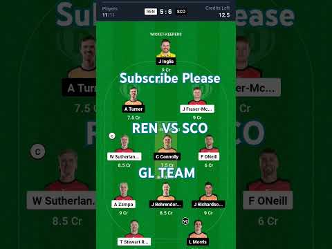 REN vs SCO Dream11 Prediction | Dream11 Team of Today Match | REN vs SCO Dream11 Team Today | #BBL