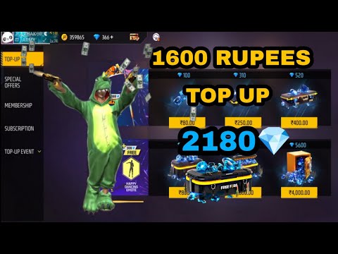 Free Fire 1600 Rupees Diamond 💎 Top Up || Free Fire 2180💎 Diamond Top Up #freefire #topup