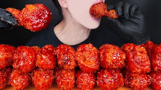 ASMR SPICY BBQ FRIED CHICKEN NUCLEAR FIRE SAUCE CHEESY MUKBANG 양념 치킨 먹방 チキン 咀嚼音 モッパン EATING SOUNDS